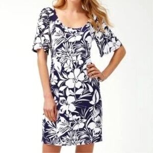 Tommy Bahama Buona Sera Flounce Sleeve Short Dress Tropical Women's NWT